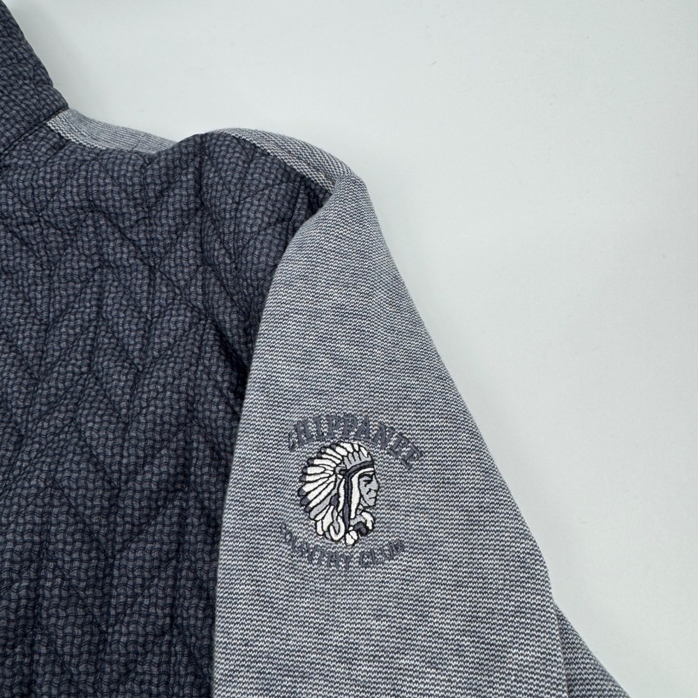 Straight Down Mens Zip Pullover Gray Quilted Chip… - image 3